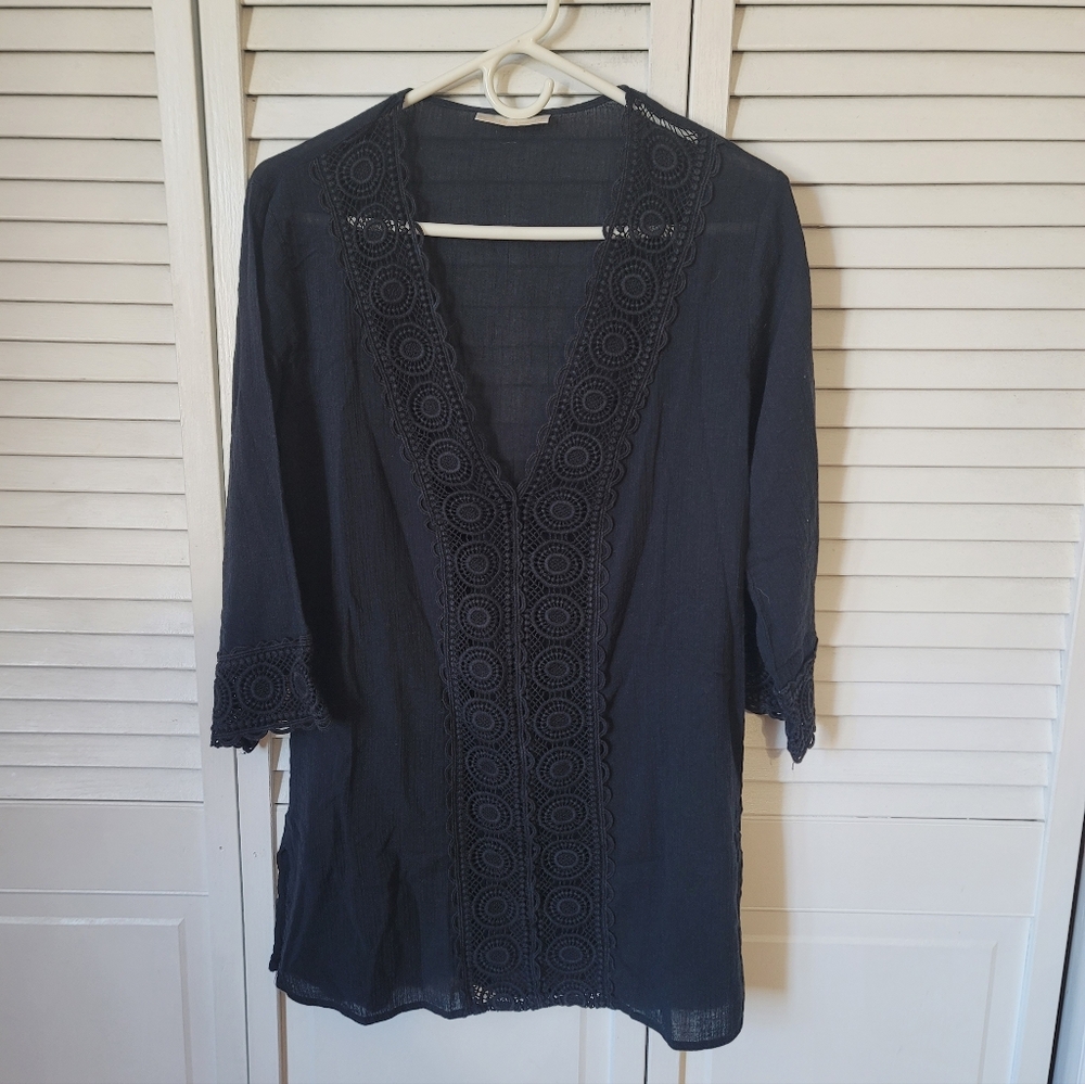 LA BLANCA Lace Swim Coverup, Size S